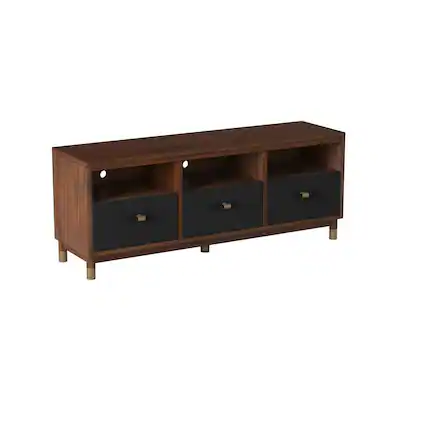 Front. Alpine Furniture - Belham 3 Drawer TV Console - Black.