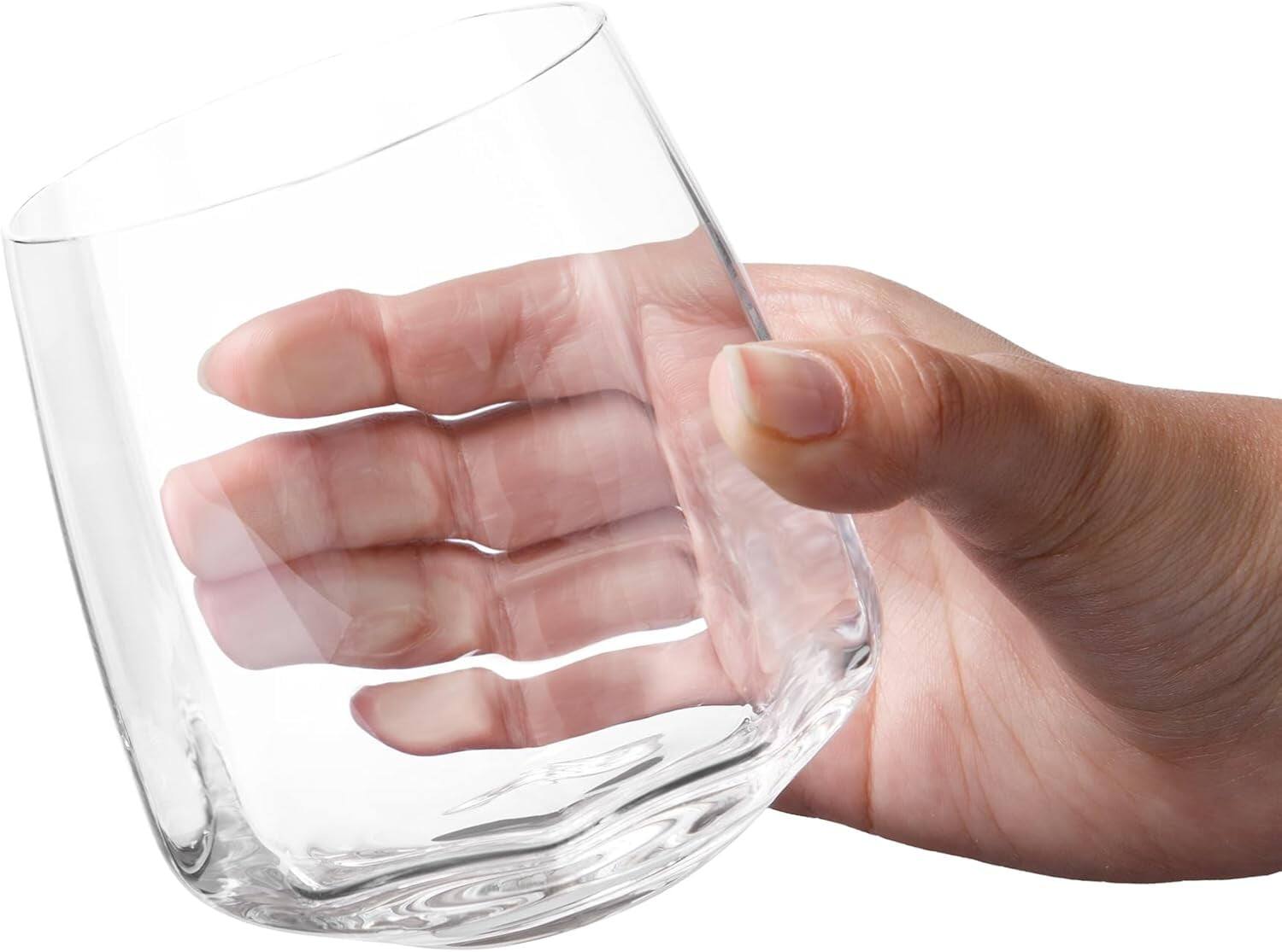 Alt View 3. Larder & Vine - Set of 4 Short 13.5 oz Café Drinking Glasses, Handmade in Poland from Lead-Free Crystal - Clear.