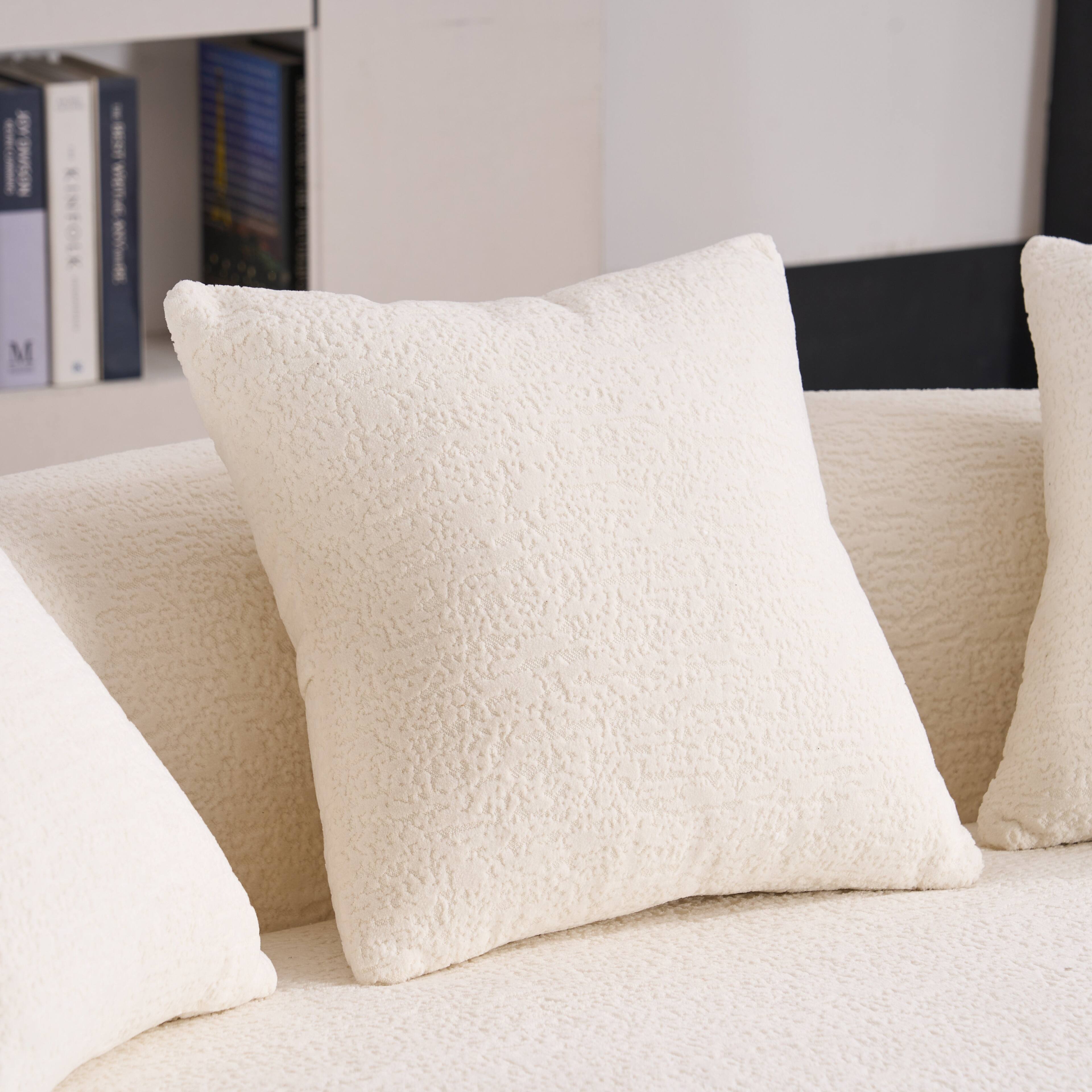 Alt View 8. Boyel Living - 65 Inch Curved Loveseat 30D Foam Chenille No Assembly Compact for Small Spaces White - White.