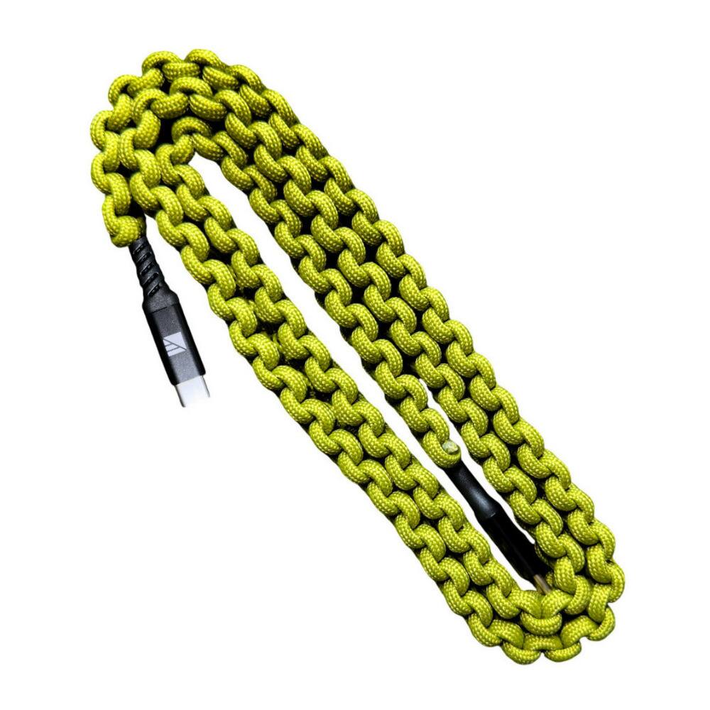 Front. Dark Energy - Dark Energy 6 Feet USB C to USB C Paracord Green Cable with Leather Strap.
