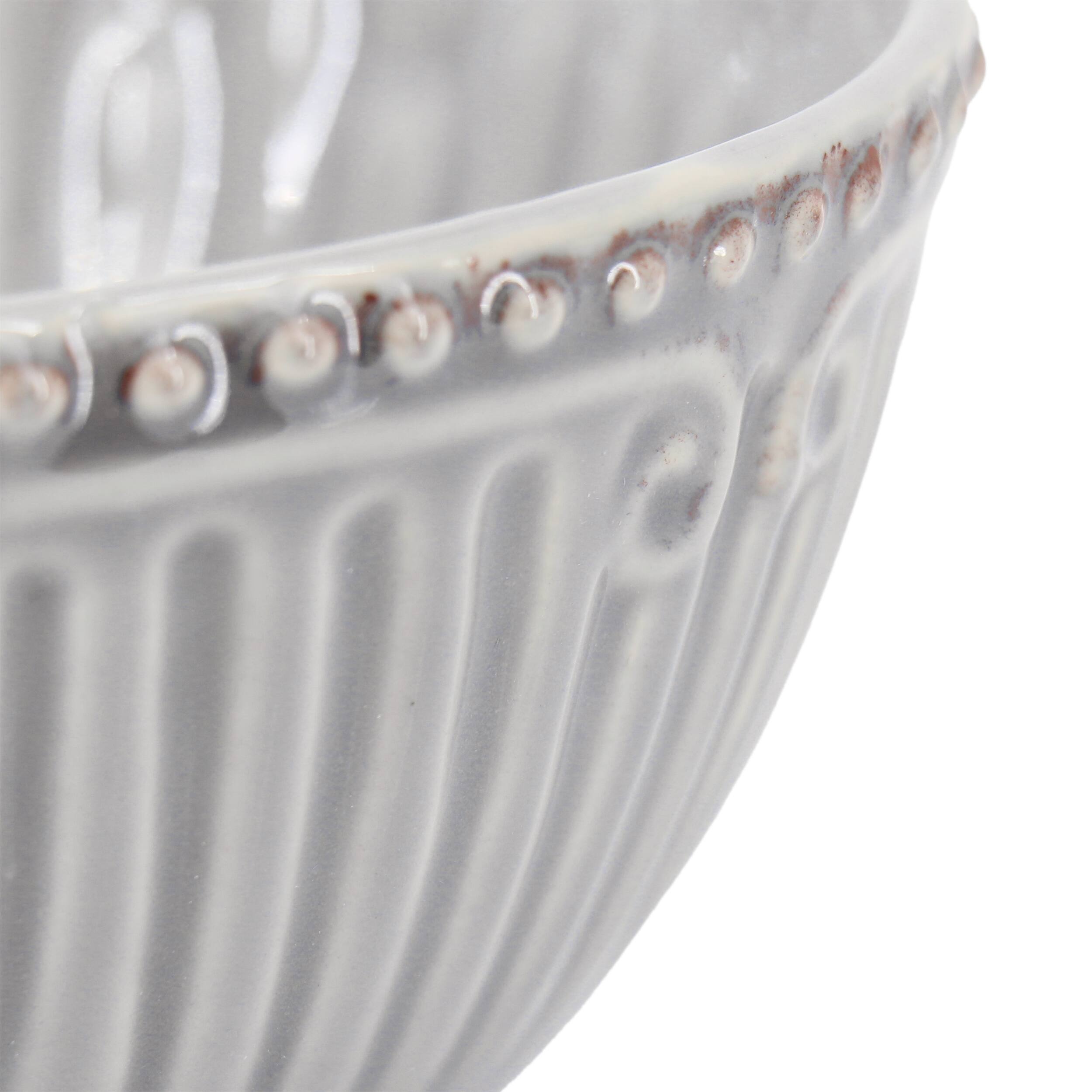 Alt View 3. Gibson - Modern Southern Home Capri 6 Piece 6 Inch Stoneware Embossed Cereal Bowl Set in Grey - Grey.