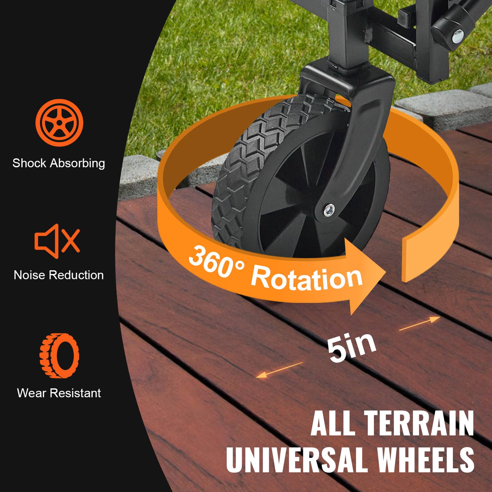 Shock Absorbing, Noise Reduction, Wear Resistant, 360° Rotation, 5in, All Terrain Universal Wheels