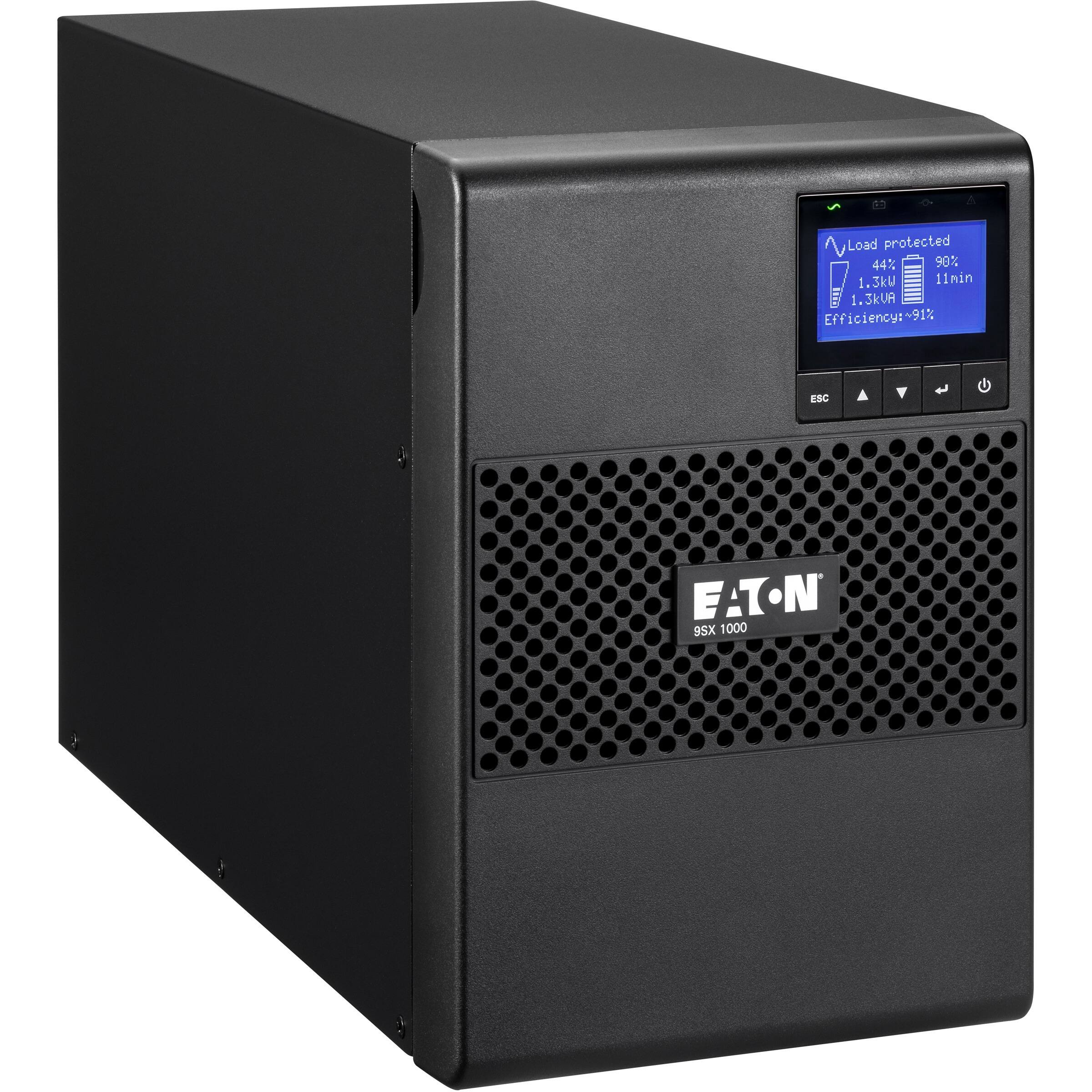 Load protected  
44% 90%  
1.3kU  
1.3kVA  
11min  
Efficiency: ~91%  

ESC  
EATON  
9SX 1000