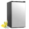 Front. SIMZLIFE - 3.2 Cu.ft Mini Fridge , Compact Freezer , Design with Single Door, 17.52 W x 19.29 D x 31.89 H in - Silver.