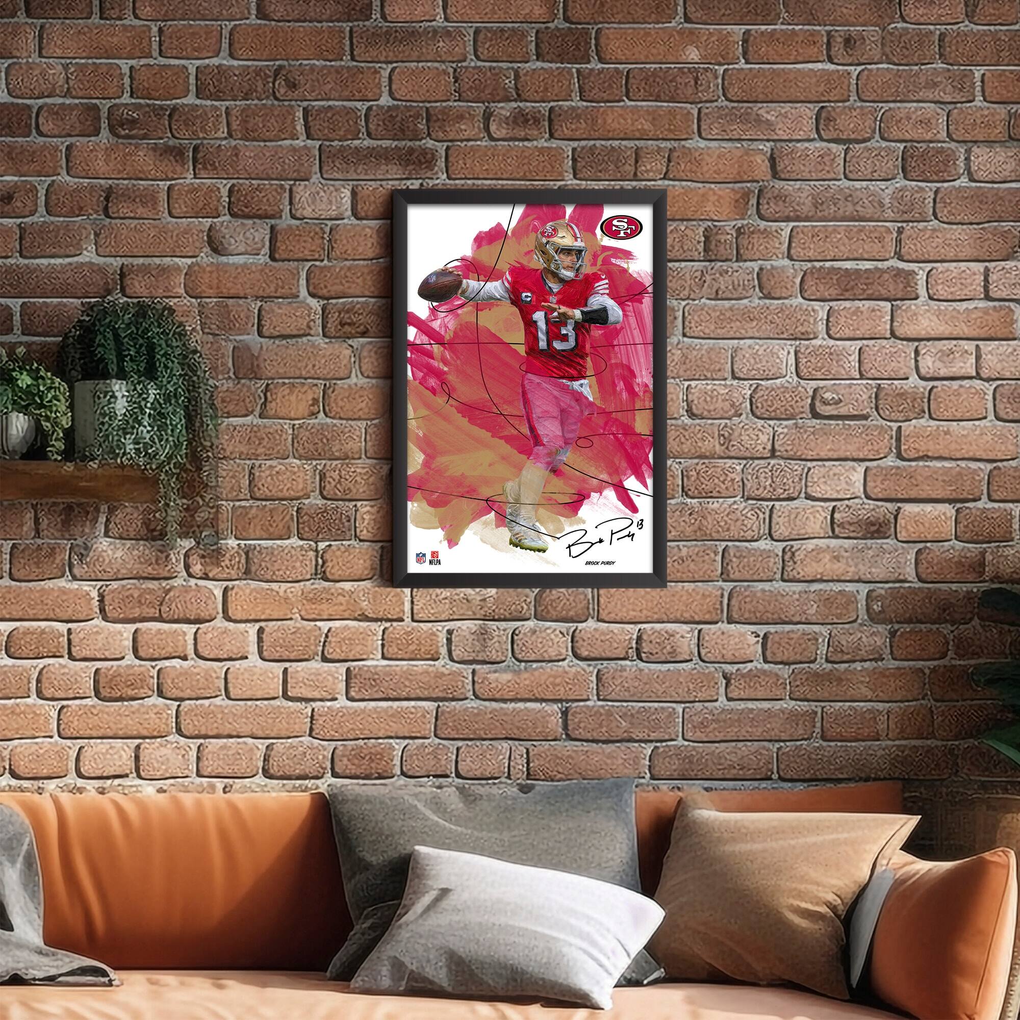 Alt View 1. Sporticulture - Brock Purdy San Francisco 49ers 14" x 20" Brush Stroke Player Framed Art Print - Multicolor.
