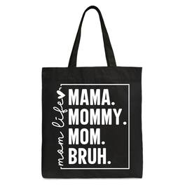 OrnamentallyYou - Funny Mom's Life Canvas Tote Bag, Minimalist Mama Gift Shopper for Stylish Mothers - Black