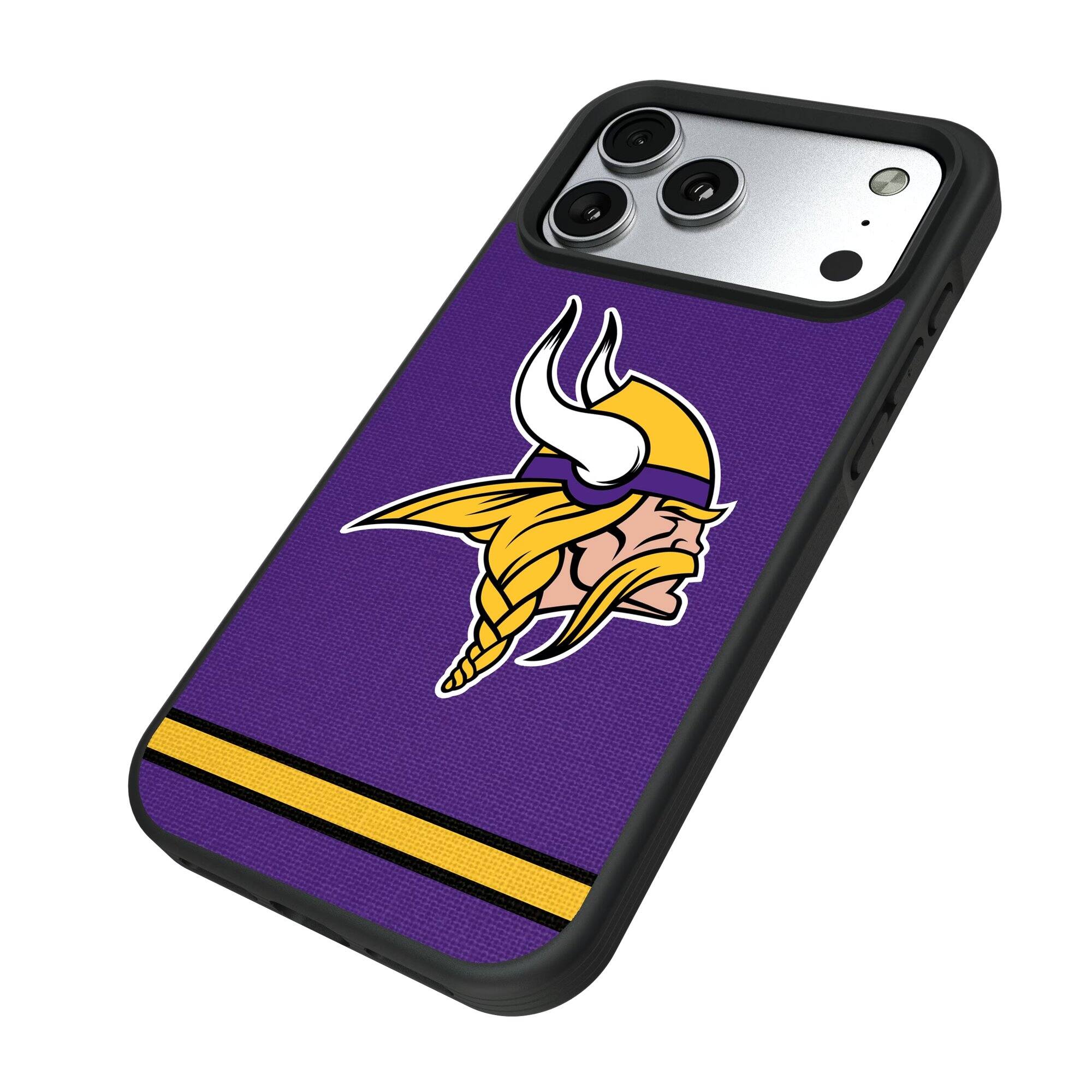 Alt View 1. Keyscaper - Minnesota Vikings Bump Case with 8.2ft Drop Protection - 14 Pro Max - Multicolor.