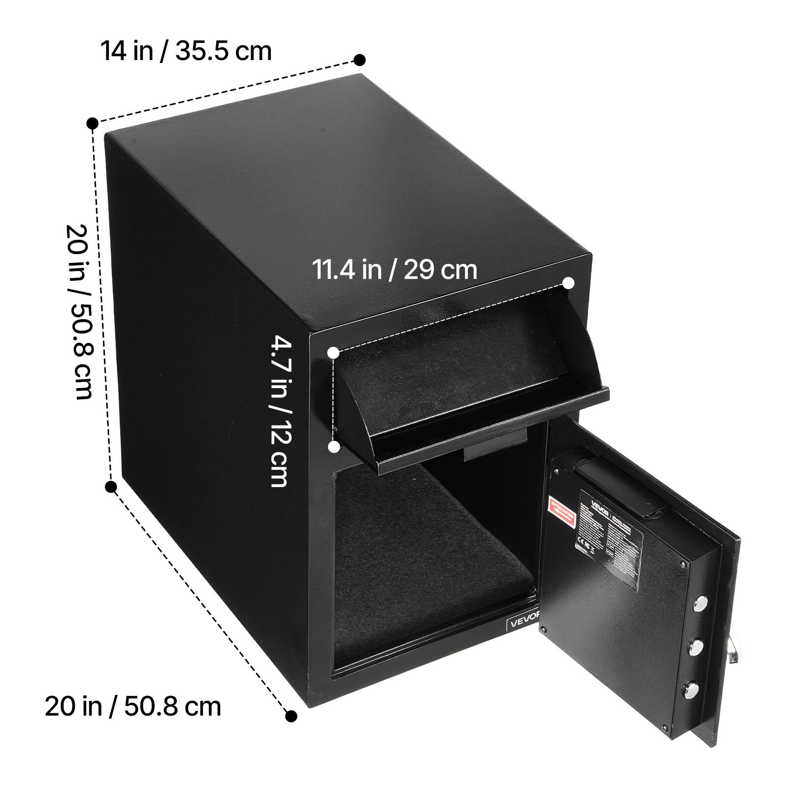 14 in / 35.5 cm  
20 in / 50.8 cm  
11.4 in / 29 cm  
4.7 in / 12 cm  
20 in / 50.8 cm