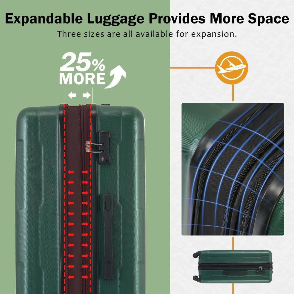 Expandable Luggage Provides More Space

Three sizes are all available for expansion.

25% MORE
