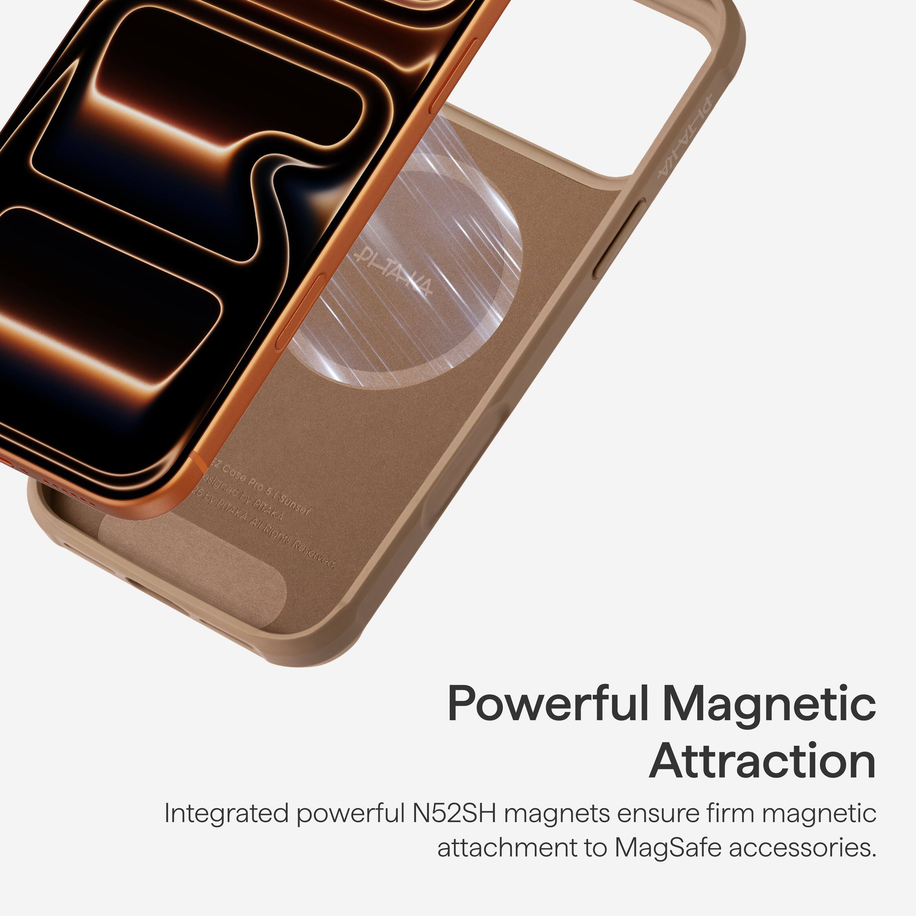 PLTAA PLTAKA 2 Case 1 grc Pro De 51S0nger CVRIAR

Actiphit Rotered Powerful Magnetic Attraction

Integrated powerful N52SH magnets ensure firm magnetic attachment to MagSafe accessories.