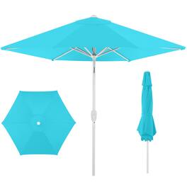 Best Choice Products - 7.5ft Patio Umbrella White Pole, Outdoor Market Umbrella Steel Pole - Sky Blue