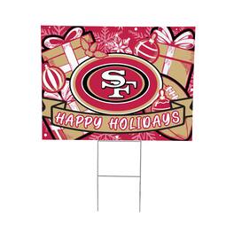Evergreen Enterprises - San Francisco 49ers 24" x 18" Happy Holidays Christmas Outdoor Staked Yard Sign - Multicolor