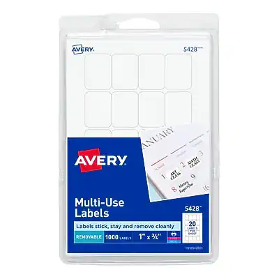 AVERY
5428
Multi-Use Labels
Labels stick, stay and remove cleanly
REMOVABLE
1000 Labels
1" x 3/4"
5428