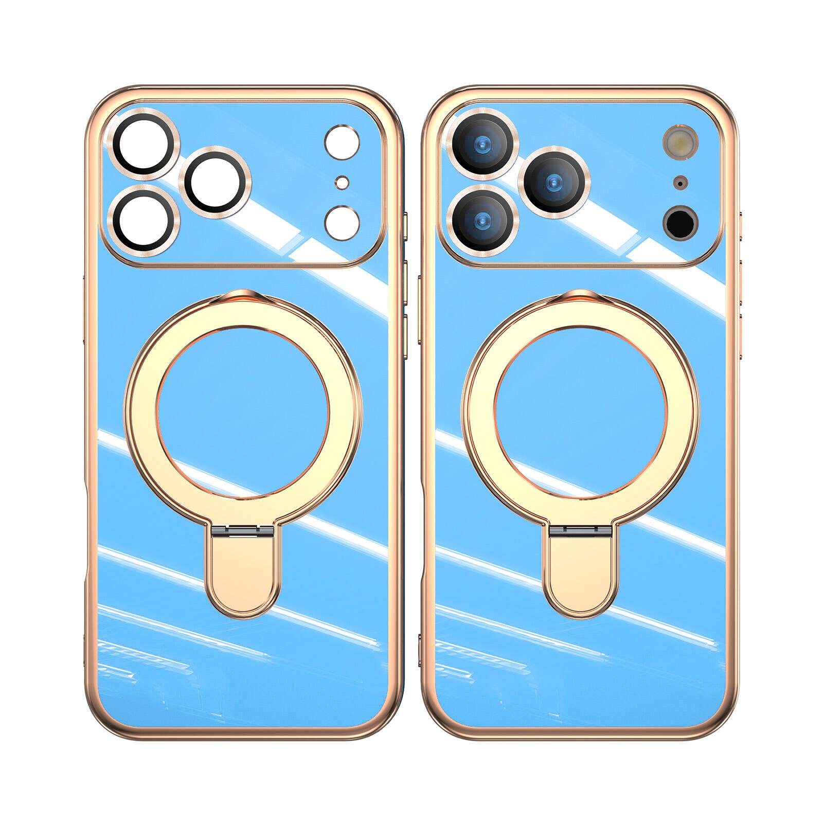 Angle. UUCOVER - Magnetic Kickstand Case for Apple iPhone 18 Pro with Camera Lens Protector Cover, Shockproof Electroplated Phone Shell - Skyblue.