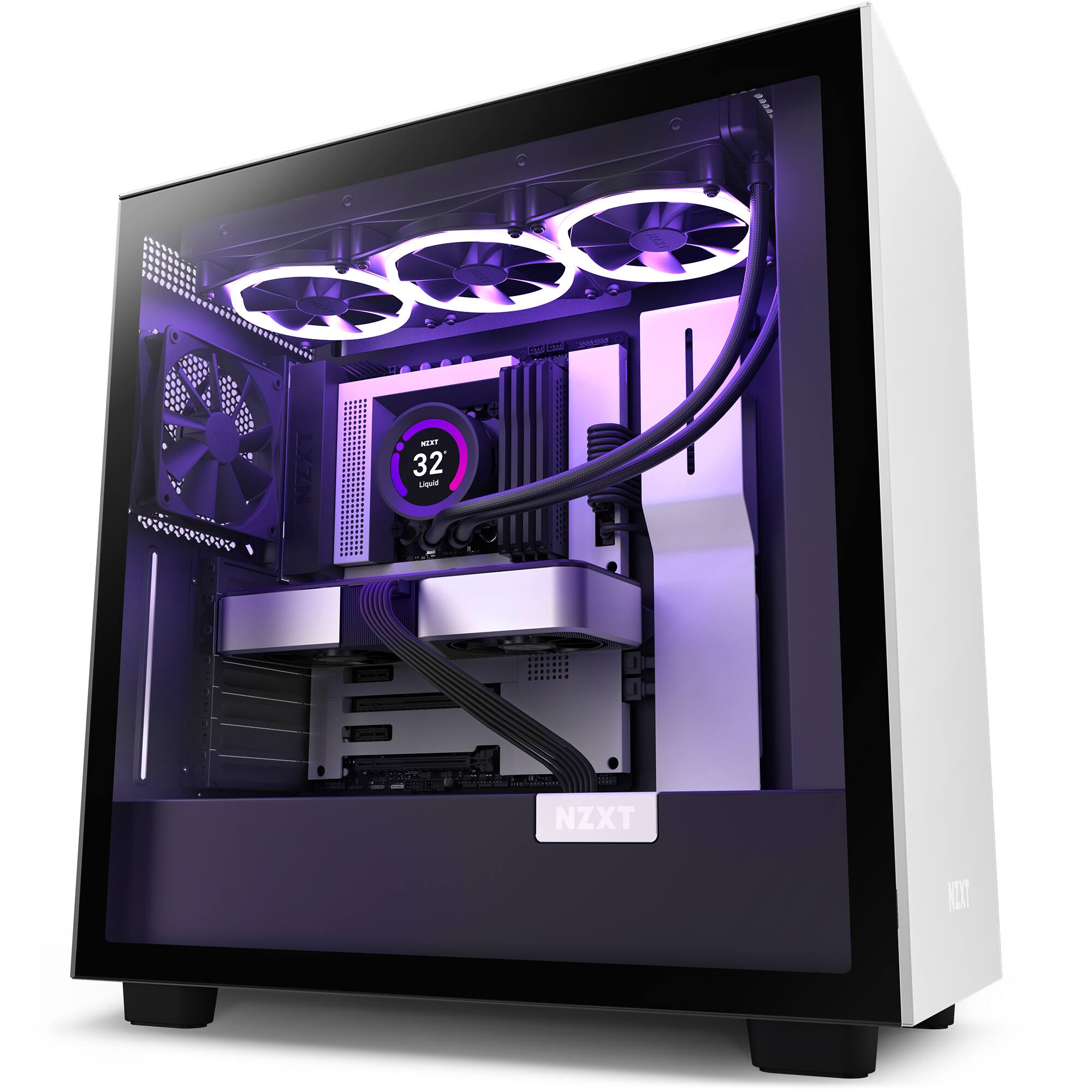 Front. NZXT - H7 ATX Mid-Tower Case - White.