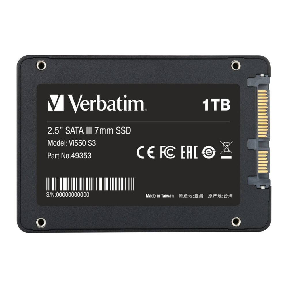 Verbatim  
1TB 2.5" SATA III 7mm SSD  
Model: Vi550 S3  
Part No.: 49353  
S/N: 000000000000  
Made in Taiwan