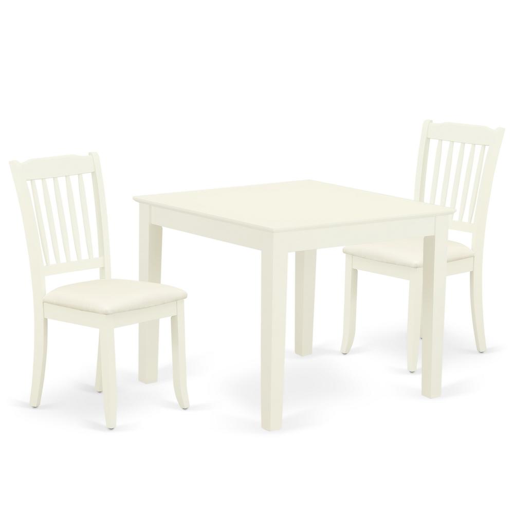 Back. East West Furniture - Dining Room Set Linen White - Brown.