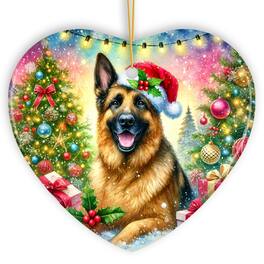 OrnamentallyYou - Winter Wonderland German Shepherd Ornament Gift and Decor for Cozy Christmas Heart Version - Multi-colored