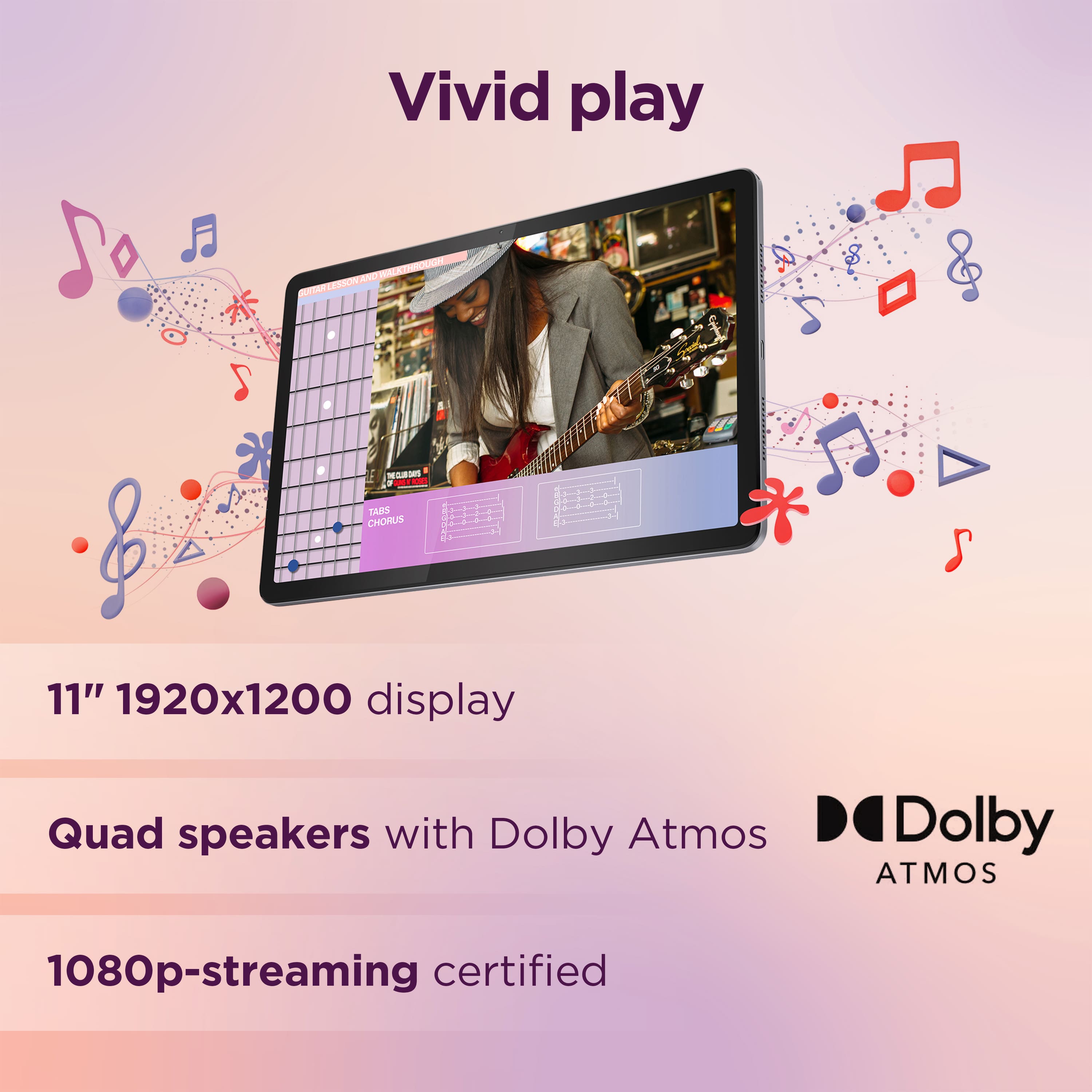 Vivid Play - A TARD CHORUS 11" 1920x1200 display Quad speakers with Dolby Atmos Dolby Atmos 1080p-streaming certified
