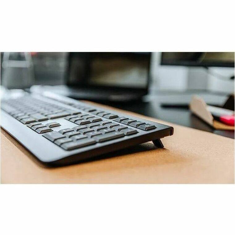 Alt View 1. CHERRY - CHERRY KW 3000 Keyboard - Wireless, Slim, USB, Quiet, Full Size, Four Hot Keys, Fold Out Feet - Black.