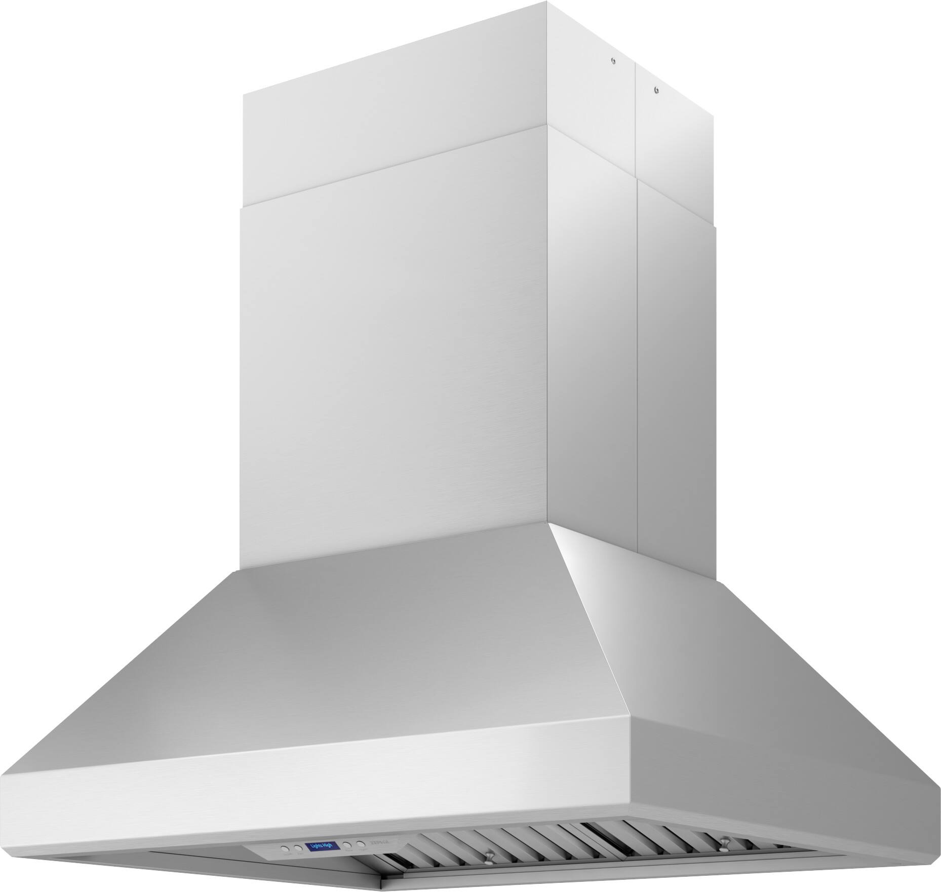 Angle. Zephyr - Titan 36 in. 750 CFM Island Mount Range Hood with LED Light - Stainless Steel.