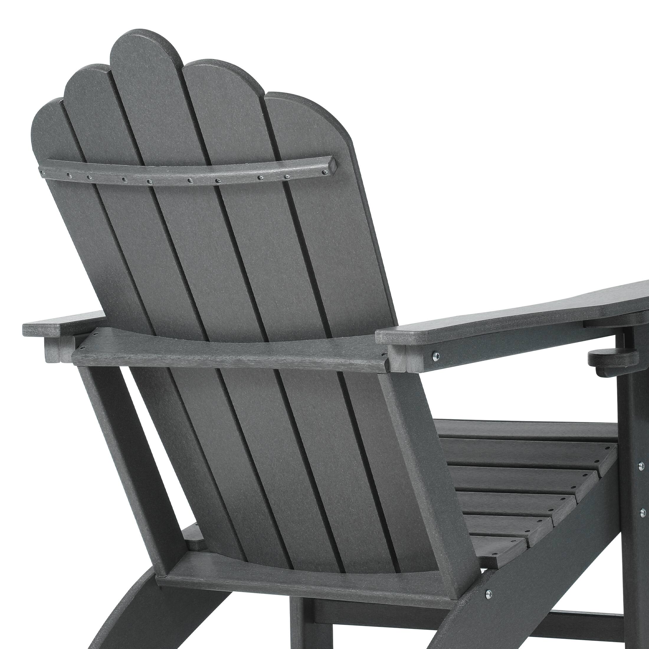 Alt View 3. WestinTrends - WestinTrends Highland Outdoor Patio HDPE Adirondack Chairs With Cup Holders (Set of 2) - Gray.