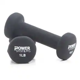 Power Systems - 1 lb Premium Neoprene Dumbbells Set, Pair of Hand Weights with Non-Slip Grip - Black