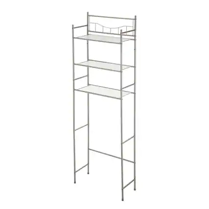 Front. Mainstays - Mainstays 3 Shelf Over The Toilet Bathroom Space Saver in Satin Nickel - Silver.