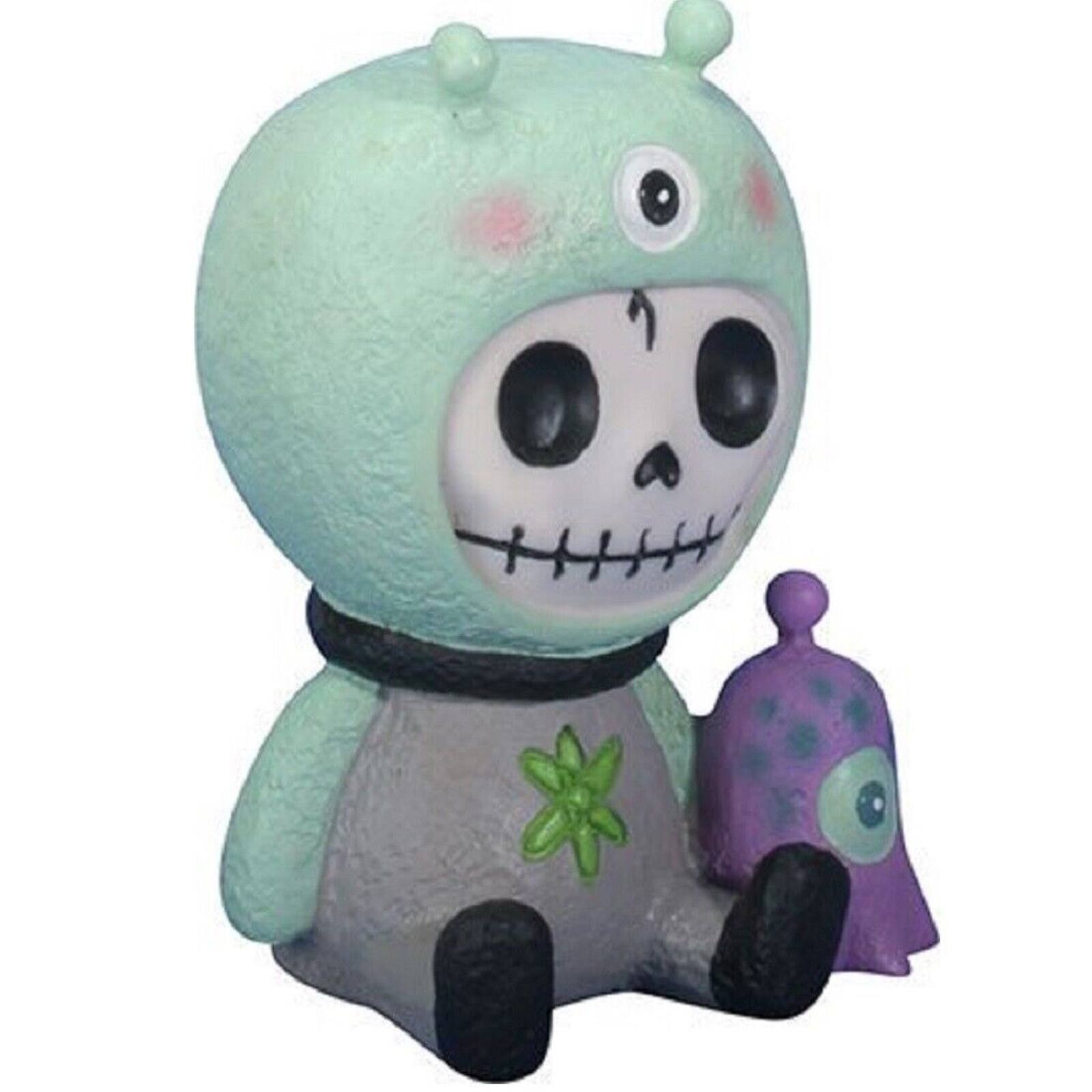 Angle. Pacific Trading - Furrybones Aeon Skeleton in Alien Costume Figurine Statuette Decoration - Green.