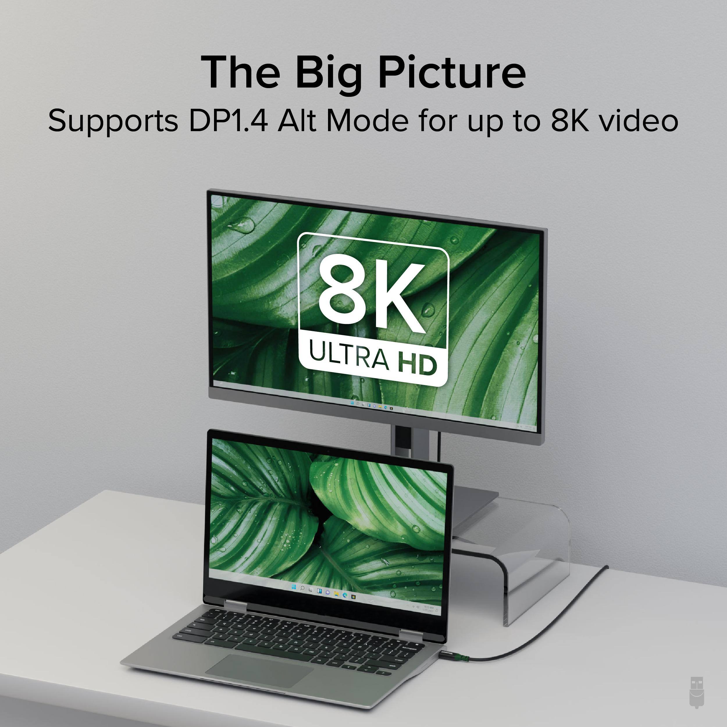 The Big Picture Supports DP1.4 Alt Mode for up to 8K video 8K ULTRA HD
