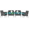 Costway - 8PCS Patio Rattan Furniture Set Cushioned Sofa Coffee Table Backyard - Multicolor