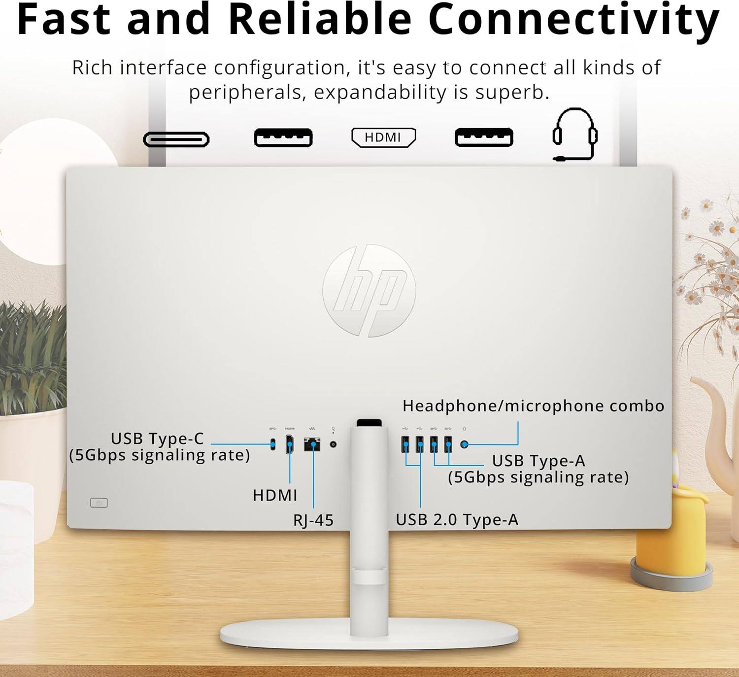 Fast and Reliable Connectivity

Rich interface configuration, it's easy to connect all kinds of peripherals, expandability is superb.

- USB Type-C (5Gbps signaling rate)
- HDMI
- RJ-45
- Headphone/microphone combo
- USB Type-A (5Gbps signaling rate)
- USB 2.0 Type-A