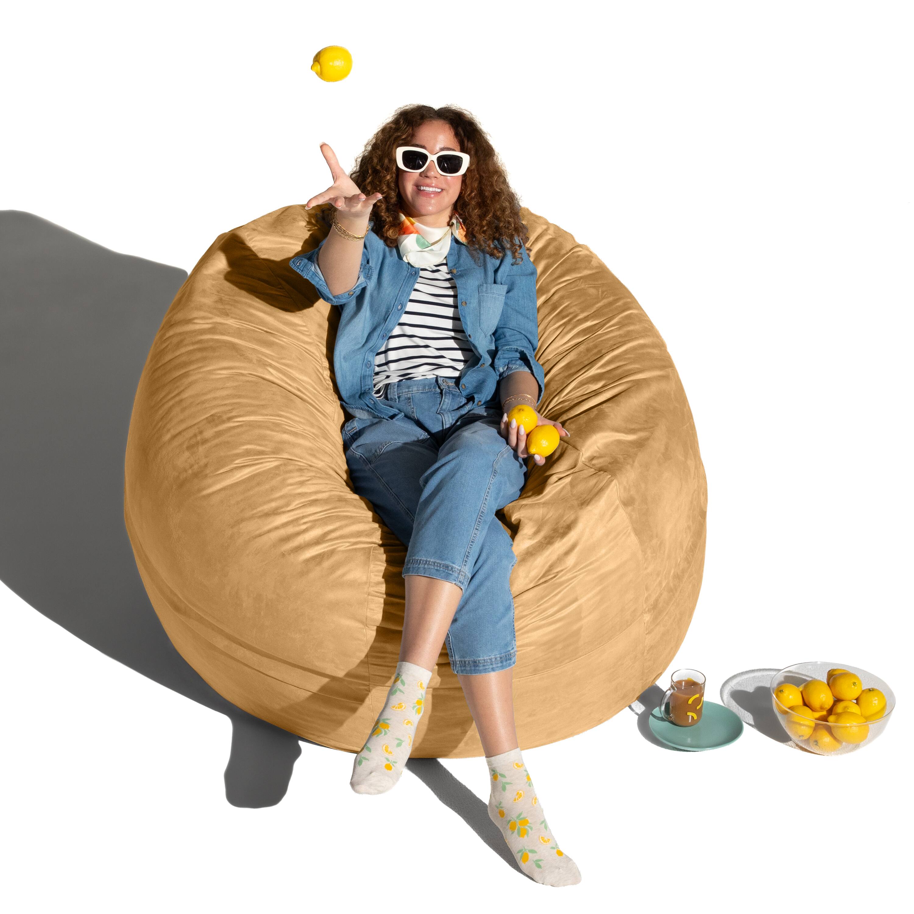 Alt View 1. Jaxx - Jaxx Basics 5 Foot Large Adult Bean Bag Chair, Oversized with Filler, Beige - Beige.