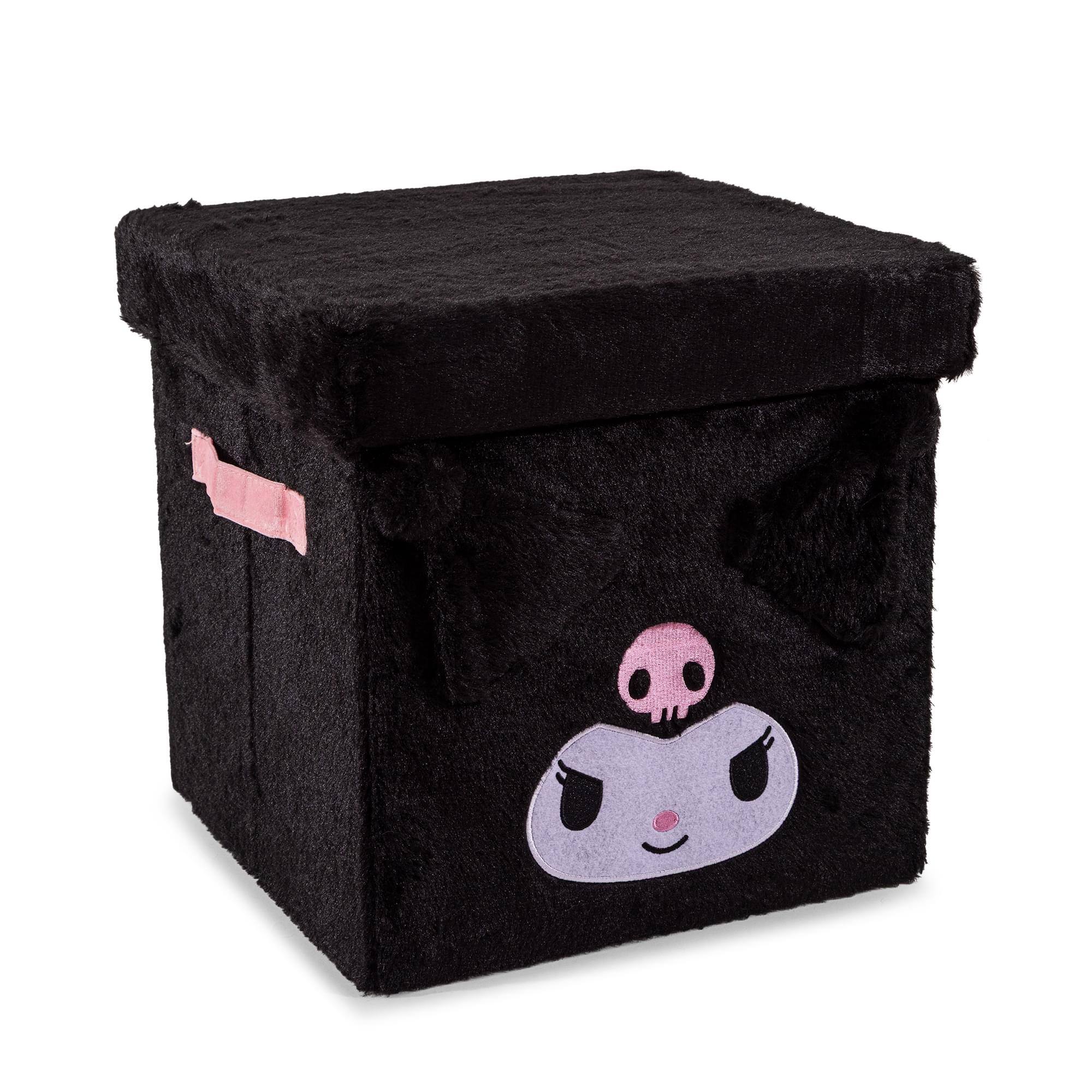 Front. Ukonic - Sanrio Kuromi 13-Inch Plush Storage Bin With Lid - Black.