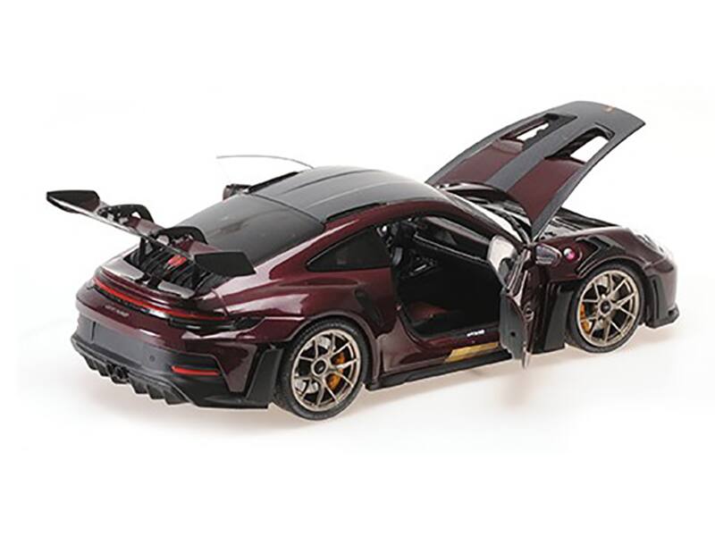 Left. Minichamps - 2024 Porsche 911 GT3 RS #5 Purple with Carbon Top and Hood Stripes Limited Edition to 400 pieces Worldwide 1/18 & - Purple with Carbon.