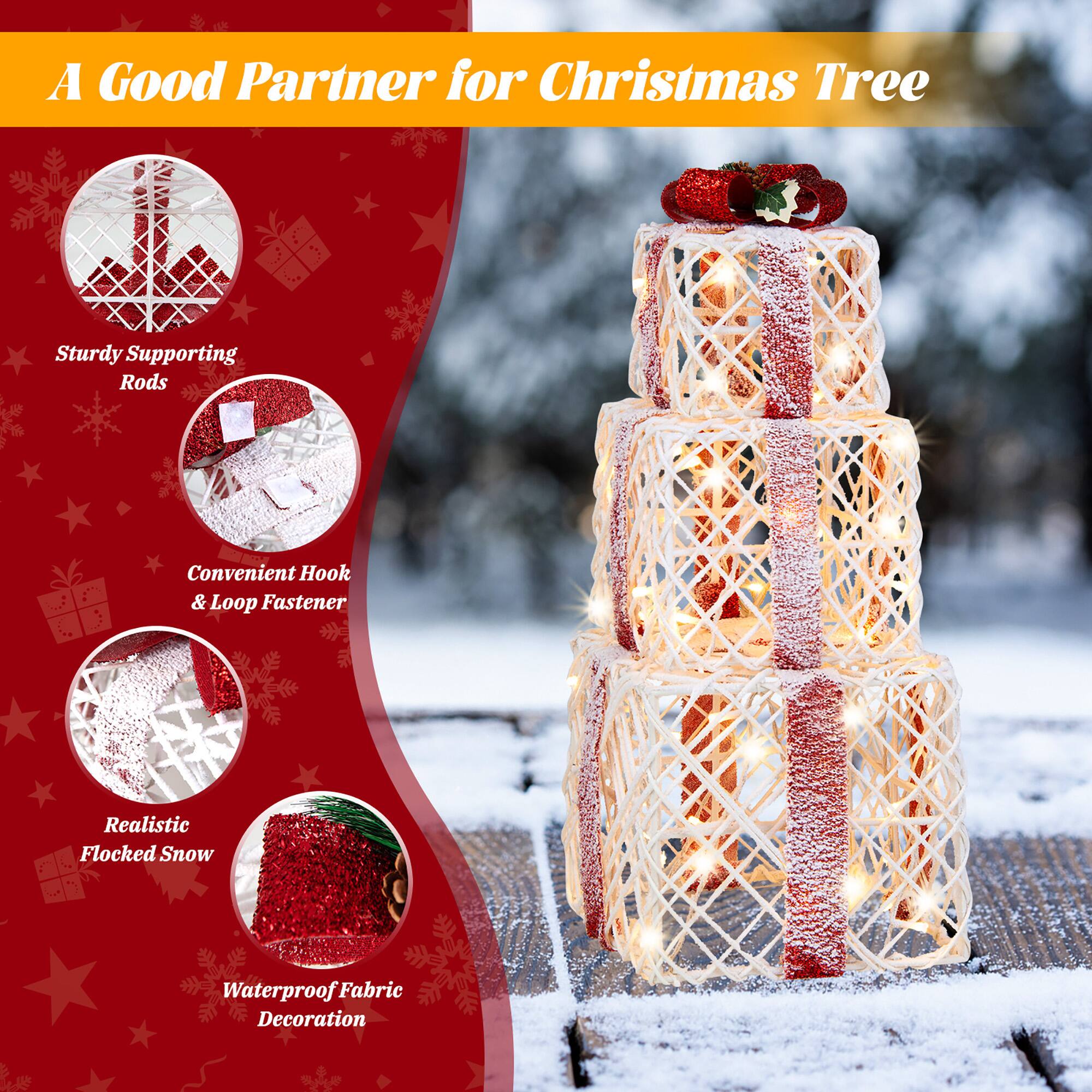 A Good Partner for Christmas Tree

- Sturdy Supporting Rods
- Convenient Hook & Loop Fastener
- Realistic Flocked Snow
- Waterproof Fabric Decoration