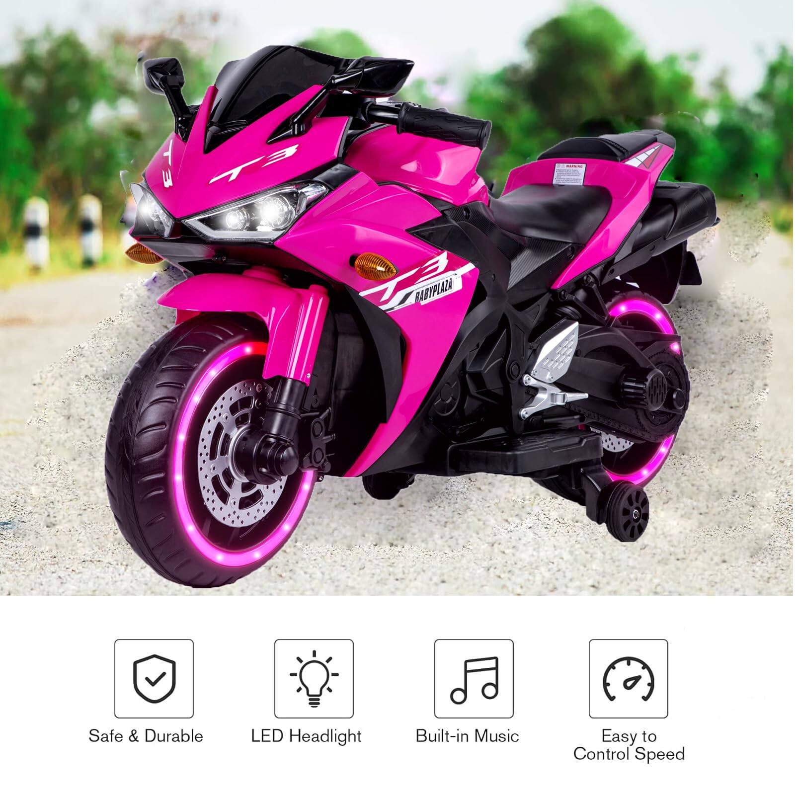 - Safe & Durable
- LED Headlight
- Built-in Music
- Easy to Control Speed