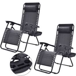 Hivvago - Set of 2 Folding Outdoor Zero Gravity Lounge Chair Recliner - Black