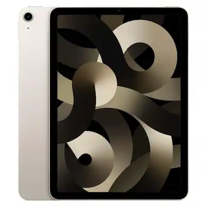 Front. Apple - 10.9-inch iPad Air 5th Generation (2022) Wi-Fi and Cellular 64GB (Unlocked) - Starlight.