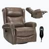 Front. Boyel Living - Gray Genuine leather Heat Massage Manual Recliner Chair with Rocker and Swivel for Living Room - Gray.