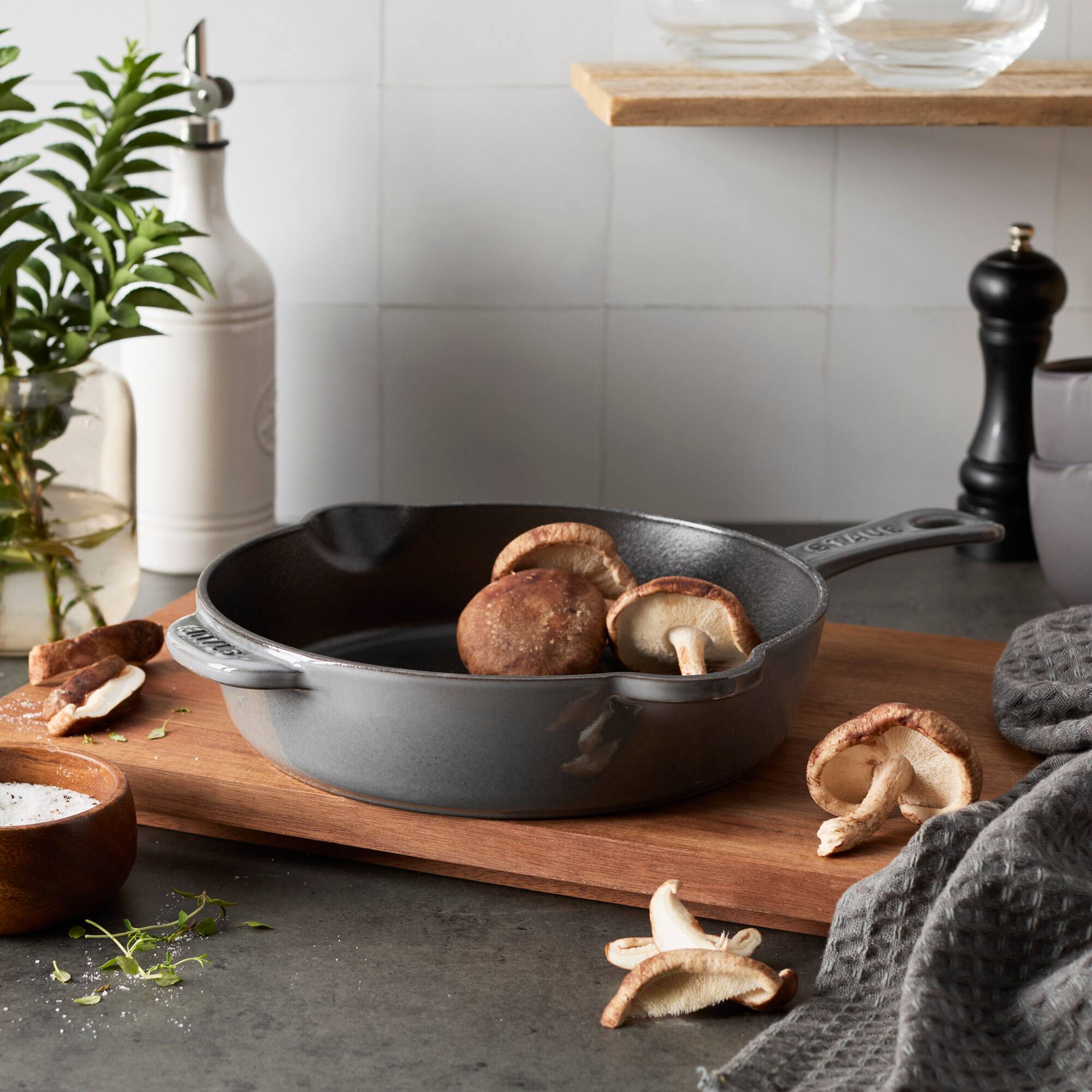 Alt View 1. Staub - STAUB Cast Iron 8.5-inch Traditional Deep Skillet - Graphite Grey - Graphite Grey.