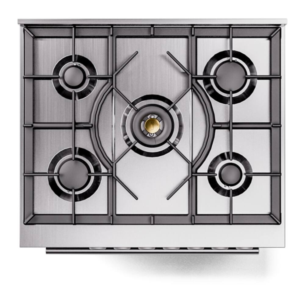 Alt View 5. ILVE - ILVE Professional Plus II Series 30 in. Dual Fuel Range with 5 Sealed Burners (Liquid Propane, Satin Trim) - White.
