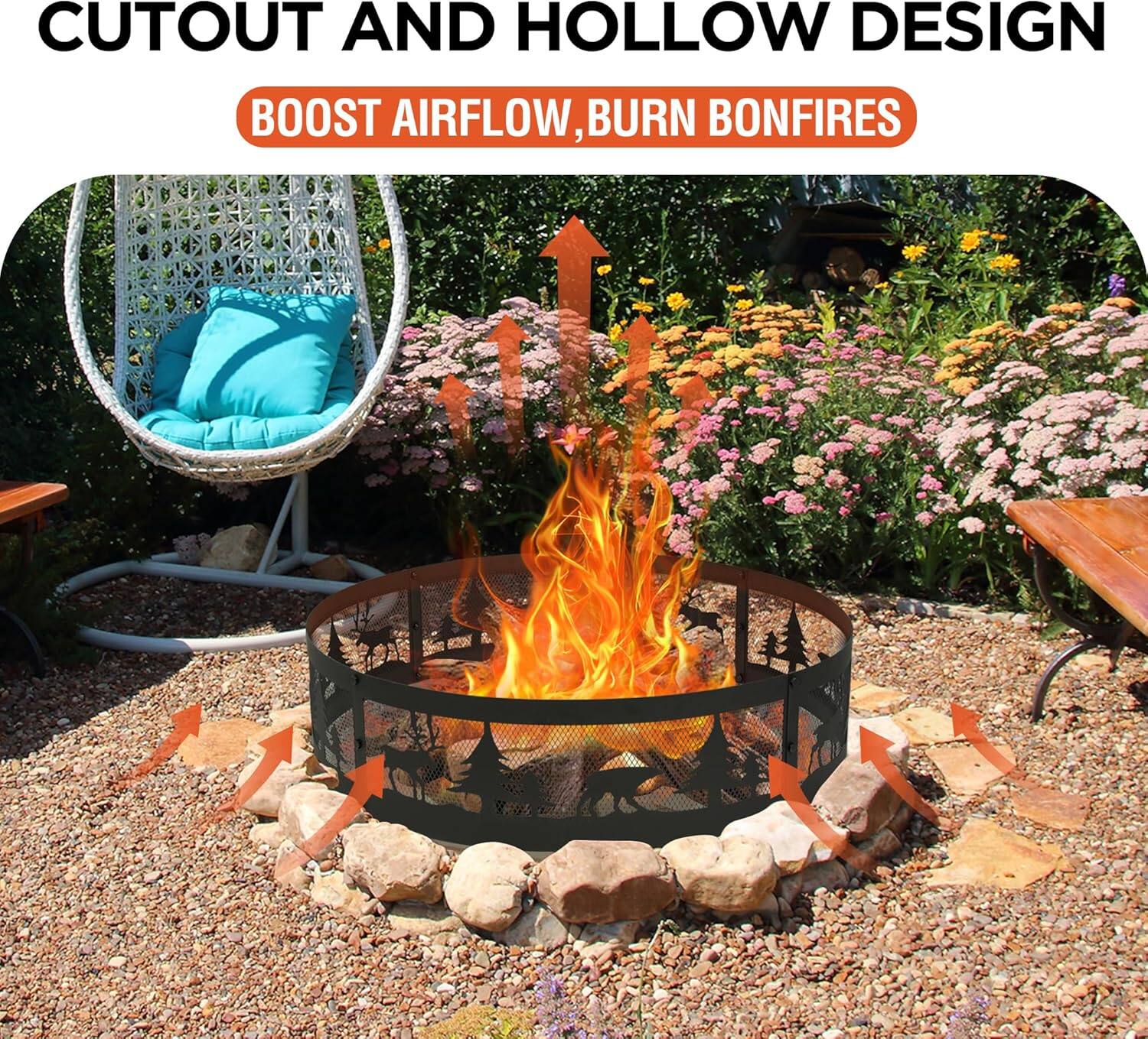 CUTOUT AND HOLLOW DESIGN  
BOOST AIRFLOW, BURN BONFIRES