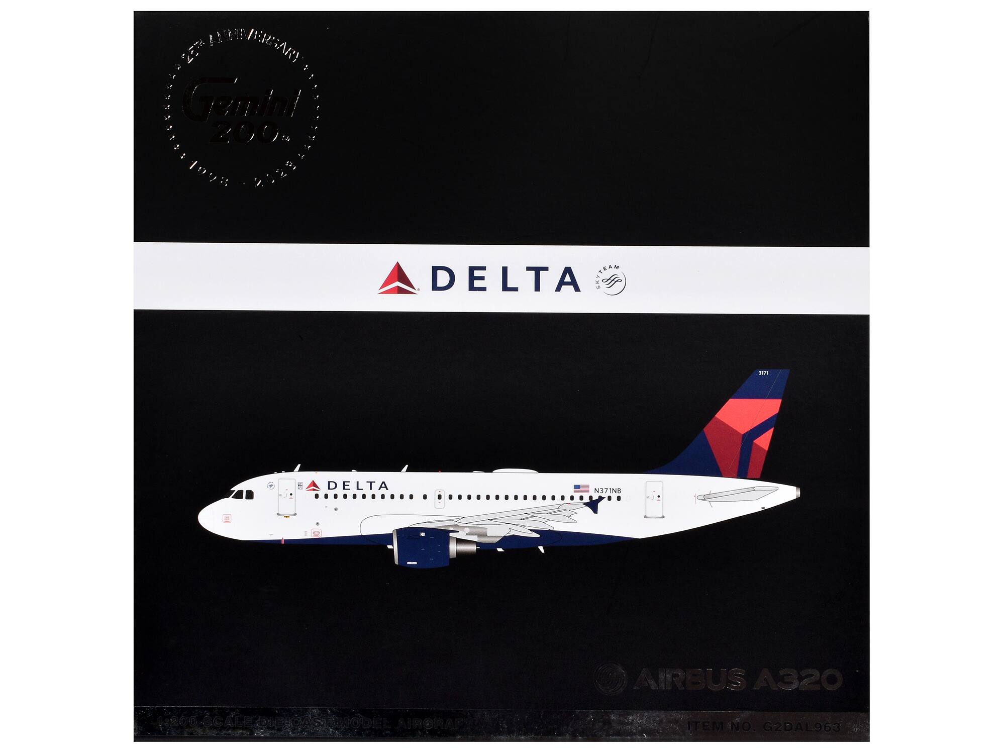 REMEMBER! Gemini 2000th Anniversary  
1965 - 2005  

DELTA  
TEAM  

AIRBUS A320  
ITEM NO. G2DAL963  

N371NB