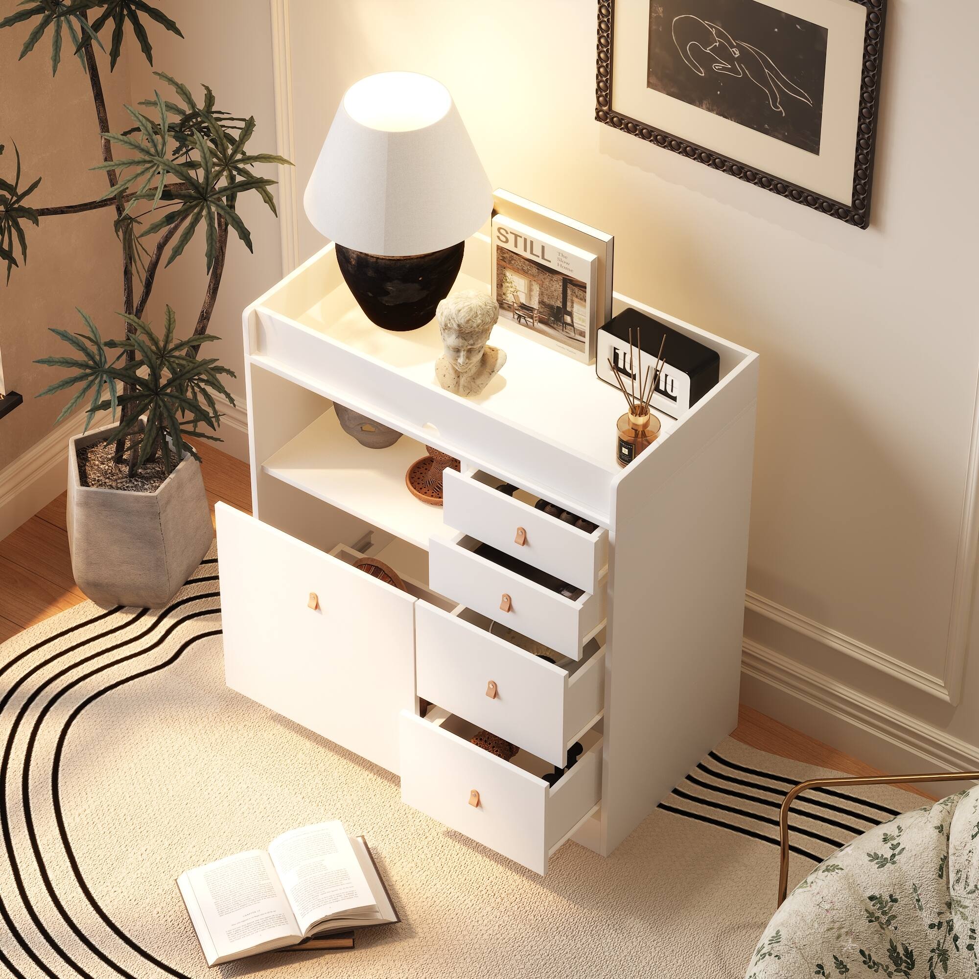 Alt View 1. FUFU & GAGA - FUFU&GAGA Changing Table Dresser Spacious Storage Cabinet & Anti - Tip Safe Nursery Essential - White.
