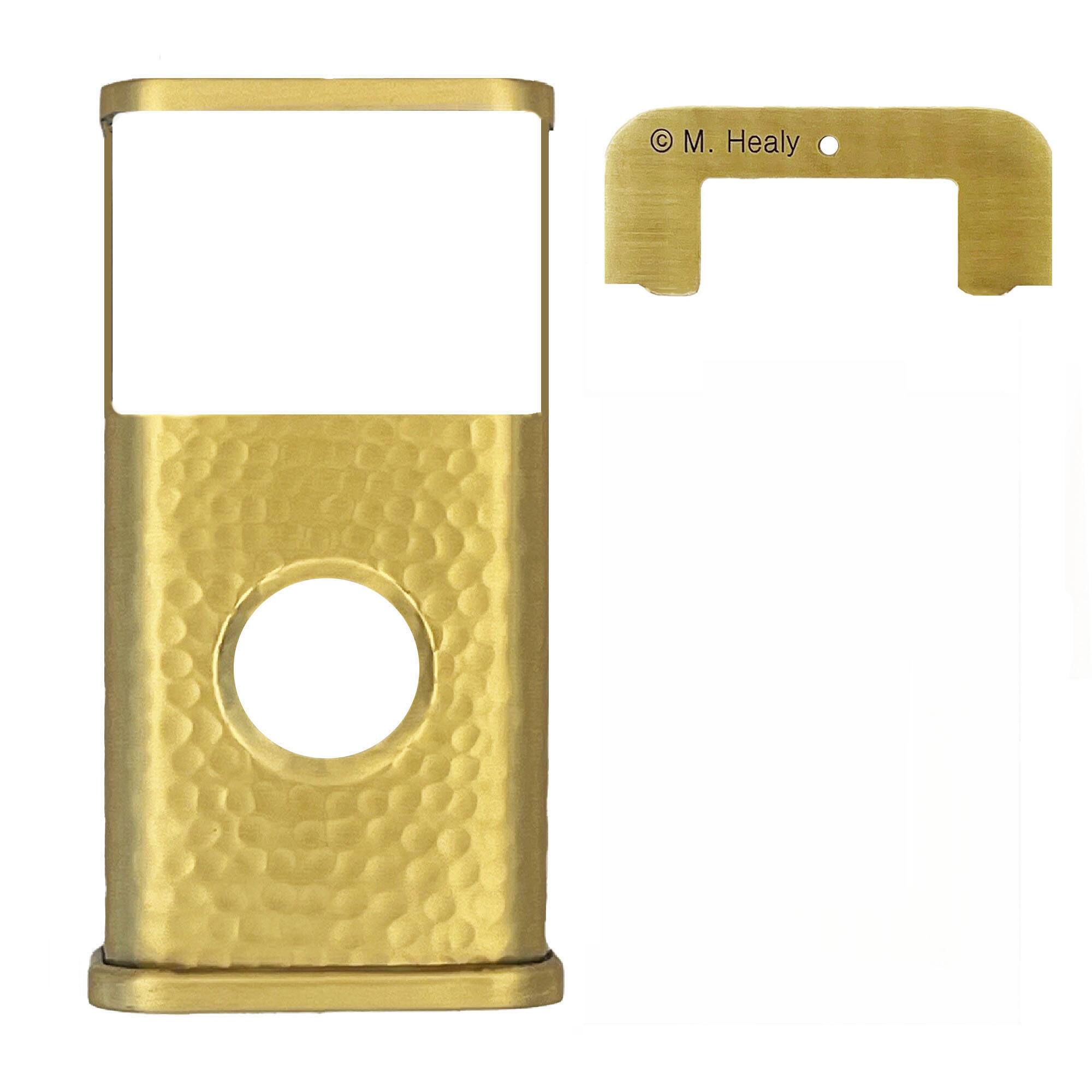 Back. Michael Healy - Hammered Video Doorbell Cover (Ring Battery Doorbell 2024 Release) - Satin Brass.