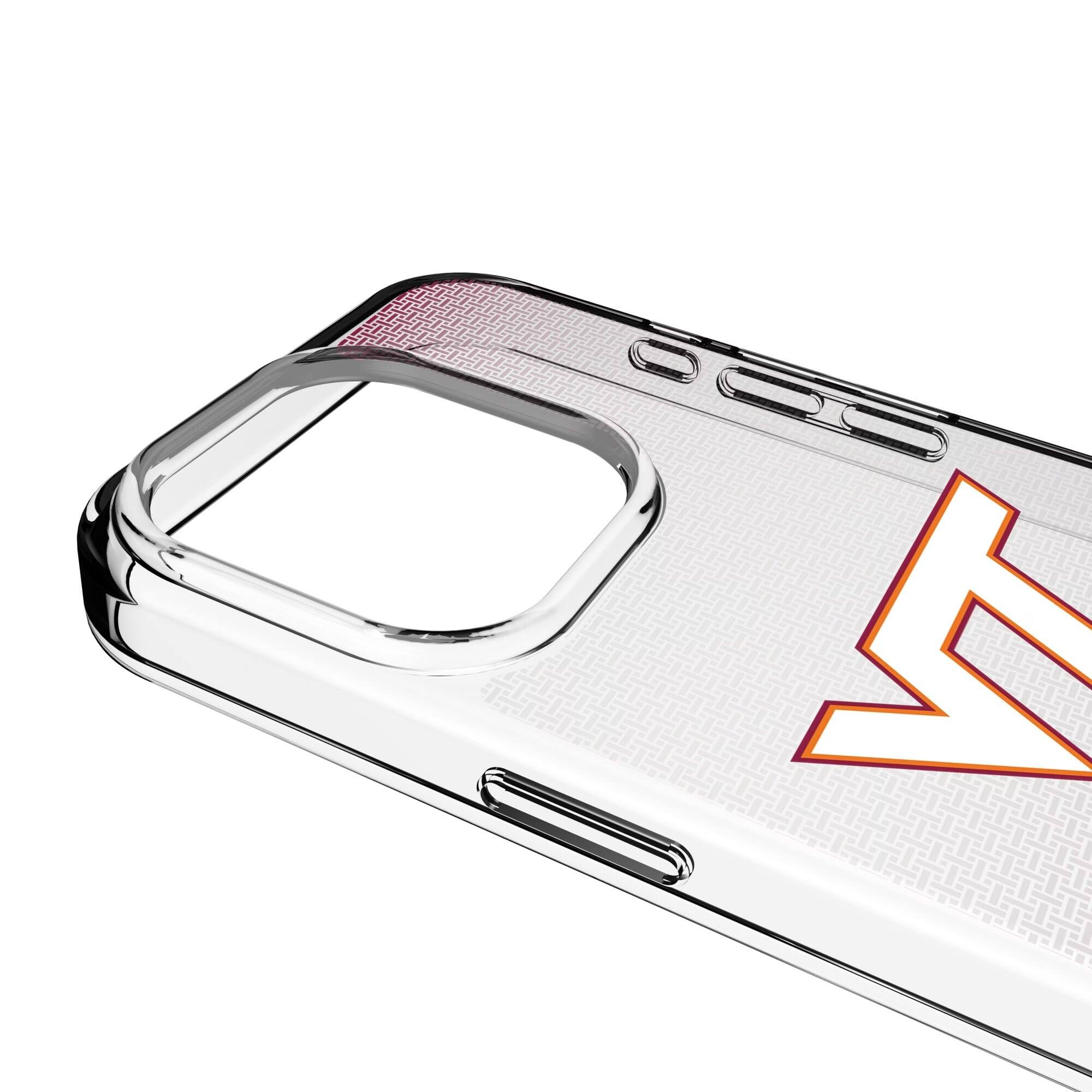 Alt View 2. Keyscaper - Virginia Tech Hokies Linen Logo iPhone Clear Case - 16 - Multicolor.
