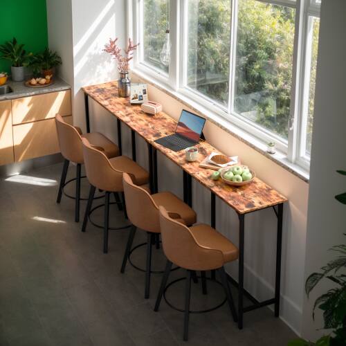Alt View 5. Winado - 43"-71" Wooden Top Bar Long Counter Height Pub Table with Robust Metal Frame and Easy-Clean Surface Scratch for Bar - Brown-55"x39"x15".
