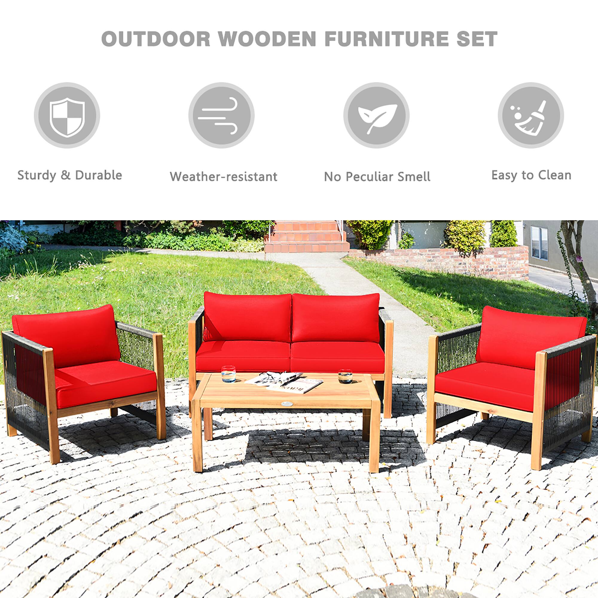 OUTDOOR WOODEN FURNITURE SET
Sturdy & Durable
Weather-resistant
No Peculiar Smell
Easy to Clean