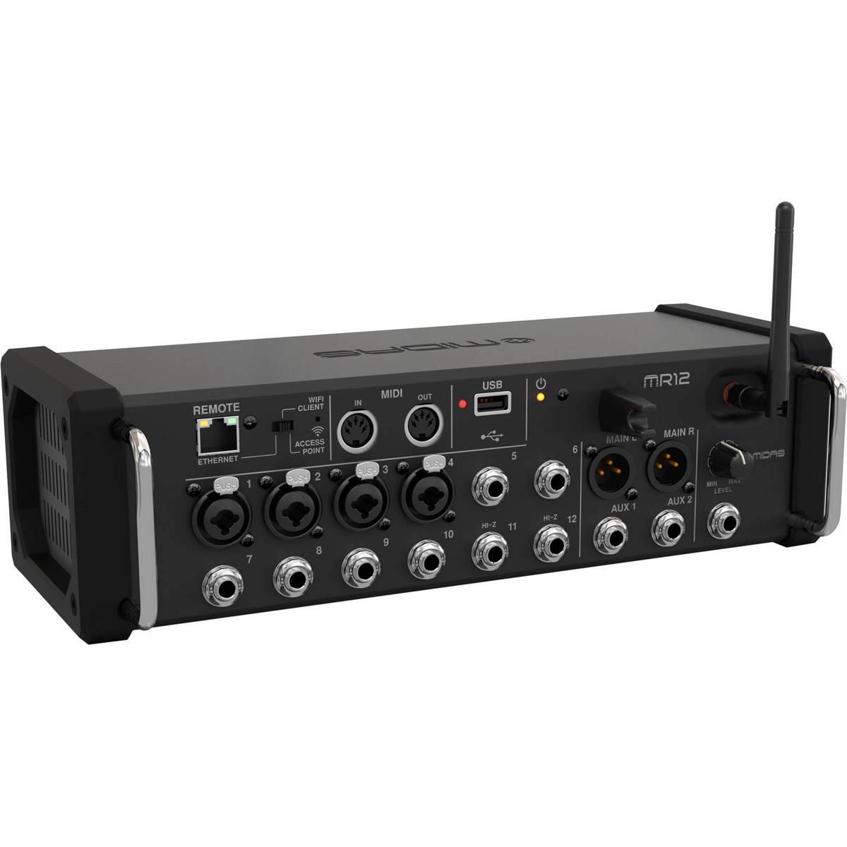 SOS USB MIDI OUT WIPI N REMOTE CLIENT MR12 ETHERNET 1 7 ACCESS POINT 2 B 3 9 da 10 10-7 5 11 -2 5 12 MAIN AUX 1 MAIN R AUX 2 MN LEVEL